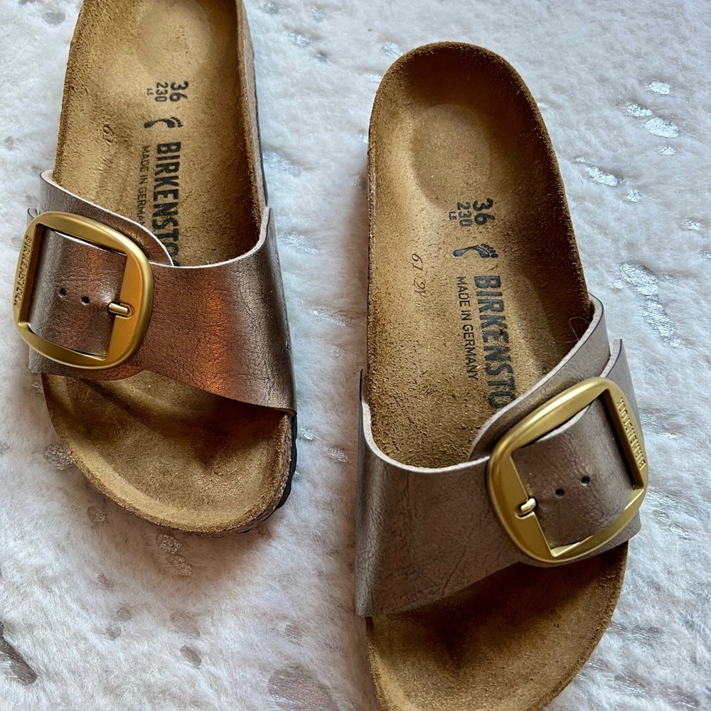 Birkenstock Metallic Sandals with Gold Accents